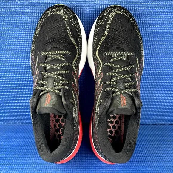 🔴 ASICS GEL-KAYANO 29 Men`s Size 10 Black Red Athletic Running Shoes 1011B440