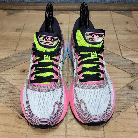 🔥 Asics Gel-Nimbus 21 White Pink Rise Bryte Running Shoes 1012A502 Women Size 6