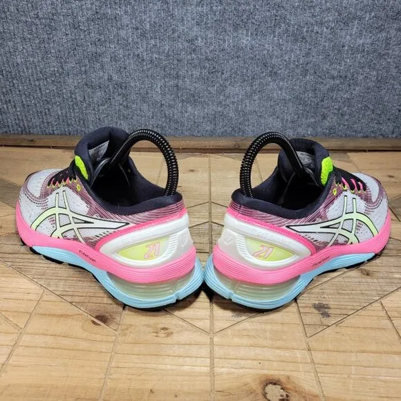 🔥 Asics Gel-Nimbus 21 White Pink Rise Bryte Running Shoes 1012A502 Women Size 6