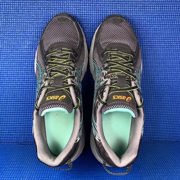 🔴 ASICS GEL-VENTURE 6 Women`s Size 9.5 Black Grey Athletic Running Shoes T7G6Q