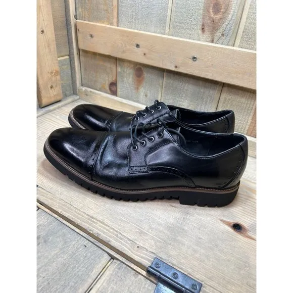 10.5 Stacy Adams Memory Foam Black Dress Shoes Cap Toe Lace Up Leather Lined