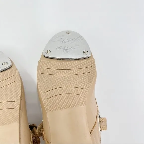 13.5 WIDE WIDTH Capezio Girls Kids 3800C Caramel Tan Leather Tap Dance Shoes