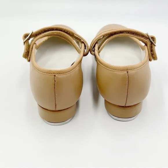 13.5 WIDE WIDTH Capezio Girls Kids 3800C Caramel Tan Leather Tap Dance Shoes