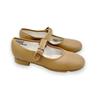 13.5 WIDE WIDTH Capezio Girls Kids 3800C Caramel Tan Leather Tap Dance Shoes