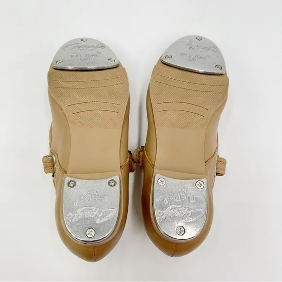 13.5 WIDE WIDTH Capezio Girls Kids 3800C Caramel Tan Leather Tap Dance Shoes