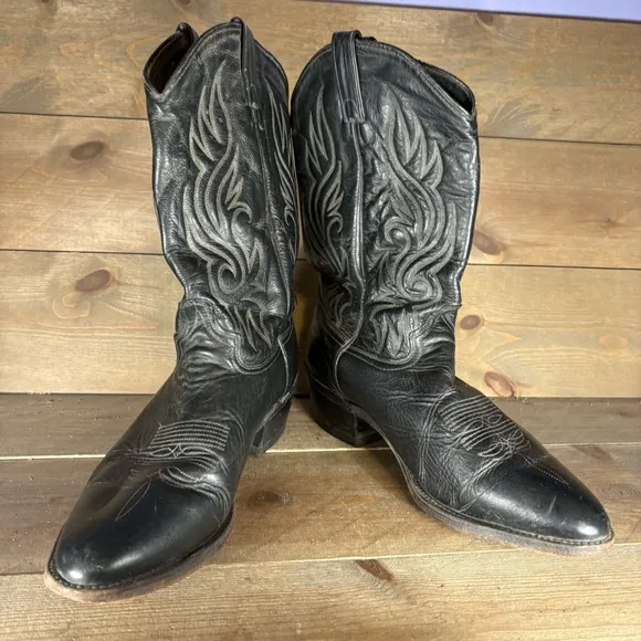 abilene mens size 11 wide EE shoes black leather western cowboy boots