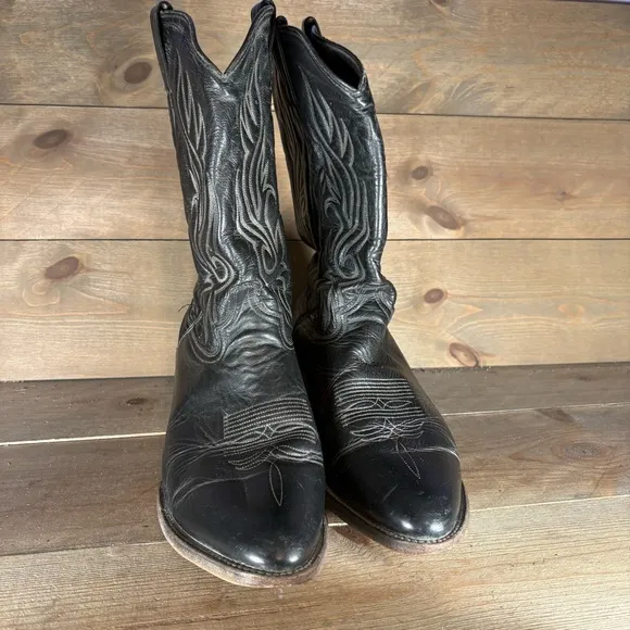 abilene mens size 11 wide EE shoes black leather western cowboy boots