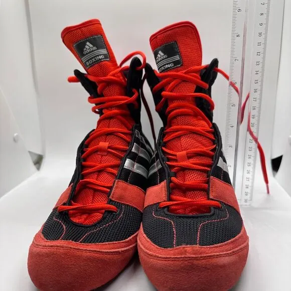 Adidas Boxing Boots High Top Athletic Combat Training Shoes Red Black Silver 11