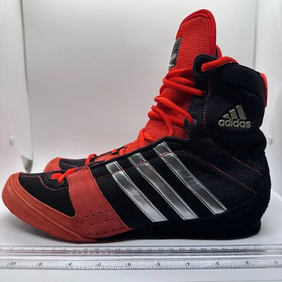 Adidas Boxing Boots High Top Athletic Combat Training Shoes Red Black Silver 11