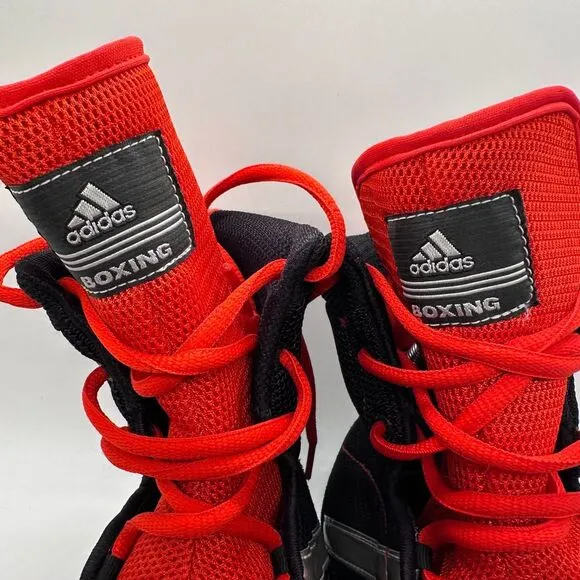 Adidas Boxing Boots High Top Athletic Combat Training Shoes Red Black Silver 11