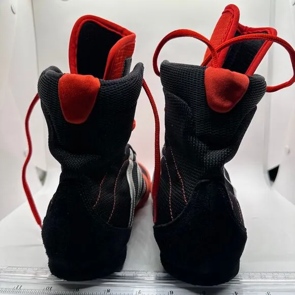 Adidas Boxing Boots High Top Athletic Combat Training Shoes Red Black Silver 11