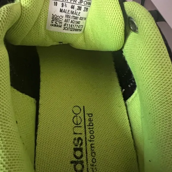 Adidas cloud foam city runners shoes lime green black bright neon athletic gym.