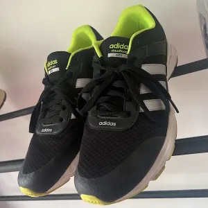 Adidas cloud foam city runners shoes lime green black bright neon athletic gym.