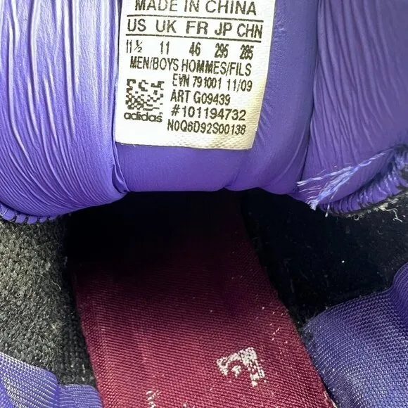Adidas Fortitude Mid Men Size 11.5 G09439 Black Phantom Gray Nobcri Purple Shoes