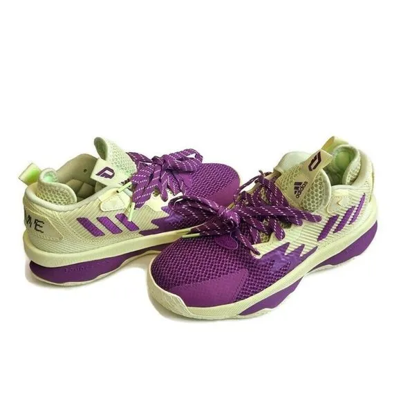 Adidas Mens Sz 5 Womens 6 Dame 8 Dame Time Basketball Shoes GY0383 Yellow Purple
