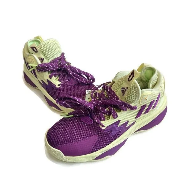 Adidas Mens Sz 5 Womens 6 Dame 8 Dame Time Basketball Shoes GY0383 Yellow Purple