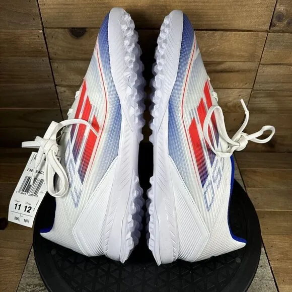 Adidas Mens 11 Soccer shoes F50 LEAGUE TF Turf White/Solar Red/Lucid Blue NWT