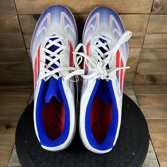 Adidas Mens 11 Soccer shoes F50 LEAGUE TF Turf White/Solar Red/Lucid Blue NWT