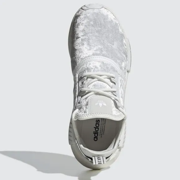 Adidas NMD_R1 Velvet Women's White Size 6 Crystal White Velour Shoes Sneakers