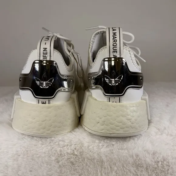 Adidas NMD_R1 'White Silver Metallic' Women's Sneakers Size 8 GW5681 New in Box