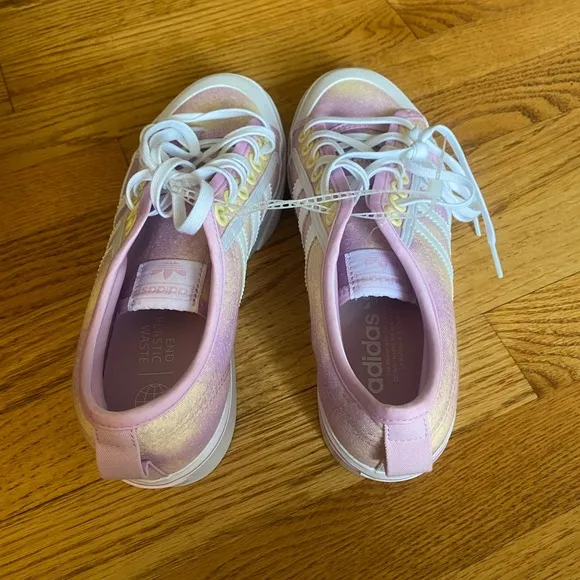 Adidas Originals Nizza Platform Lilac Pink and Yellow Watercolor Sneaker Shoes