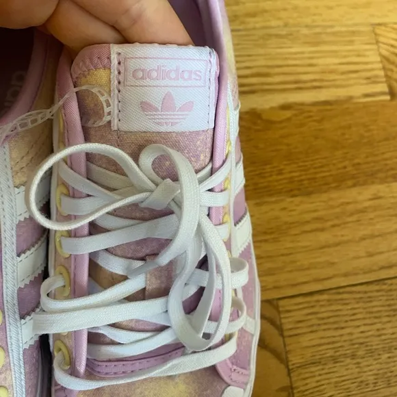 Adidas Originals Nizza Platform Lilac Pink and Yellow Watercolor Sneaker Shoes