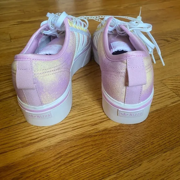 Adidas Originals Nizza Platform Lilac Pink and Yellow Watercolor Sneaker Shoes