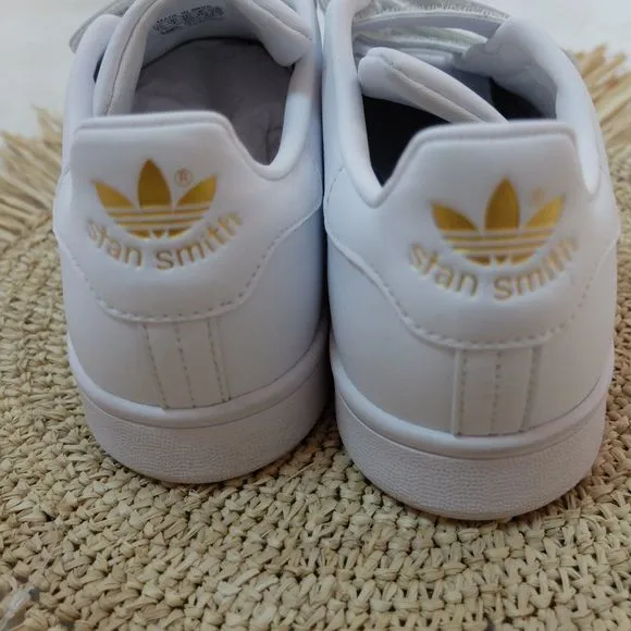 Adidas Originals Stan Smith CF White Cloud Gold Metallic Shoes Size 7 1/2