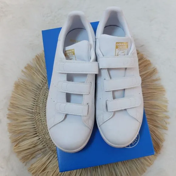 Adidas Originals Stan Smith CF White Cloud Gold Metallic Shoes Size 7