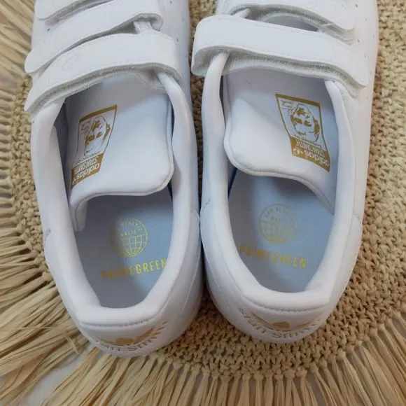 Adidas Originals Stan Smith CF White Cloud Gold Metallic Shoes Size 7