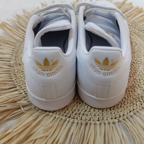 Adidas Originals Stan Smith CF White Cloud Gold Metallic Shoes Size 7