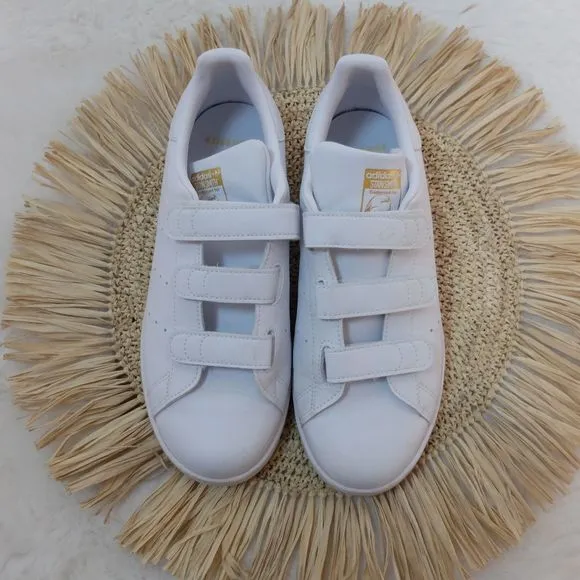 Adidas Originals Stan Smith CF White Cloud Gold Metallic Shoes Size 7