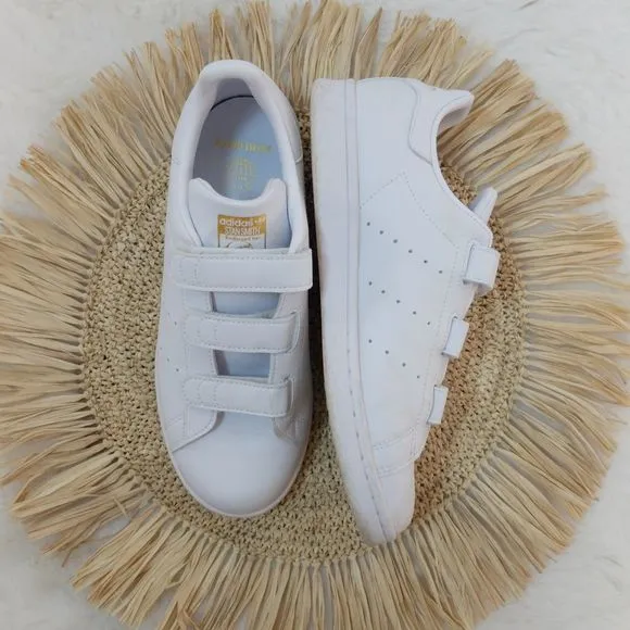 Adidas Originals Stan Smith CF White Cloud Gold Metallic Shoes Size 7
