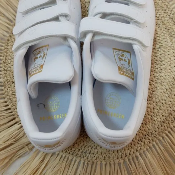 Adidas Originals Stan Smith CF White Cloud Gold Metallic Shoes Size 7