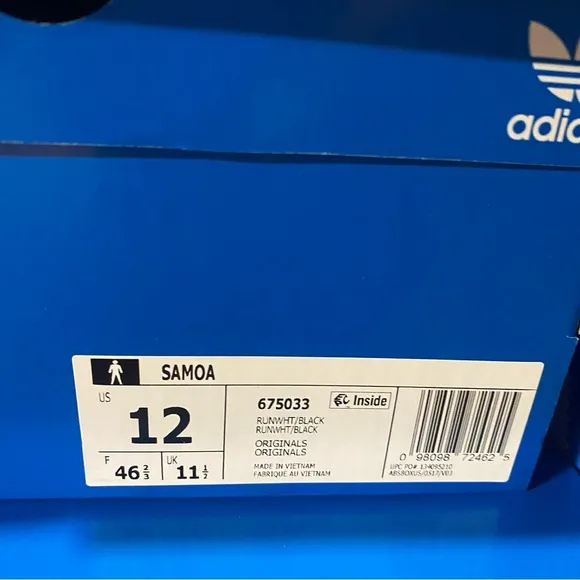 Adidas Samoa Originals Shoes Sneakers Cloud White Core Black 675033 Men’s Sz