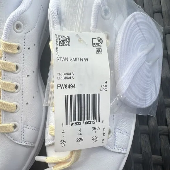 Adidas Stan Smith White Easy Yellow Women's Athletic Shoes FW8494 Size 5.5