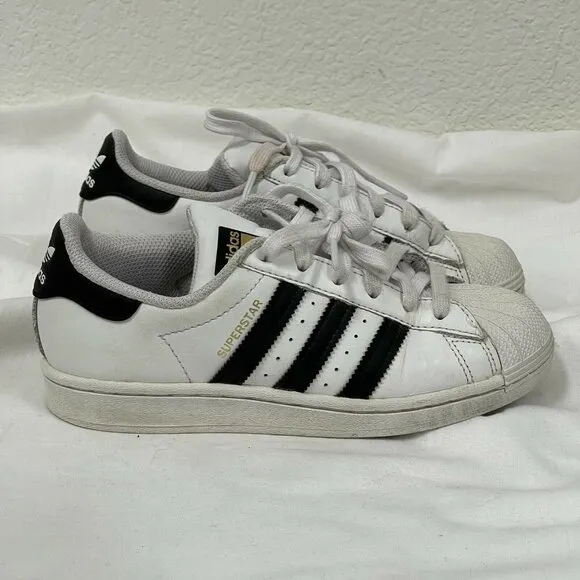 Adidas Superstar C Unisex Kids White Lace Up BA8378 Comfort Sneaker Shoes Size 4