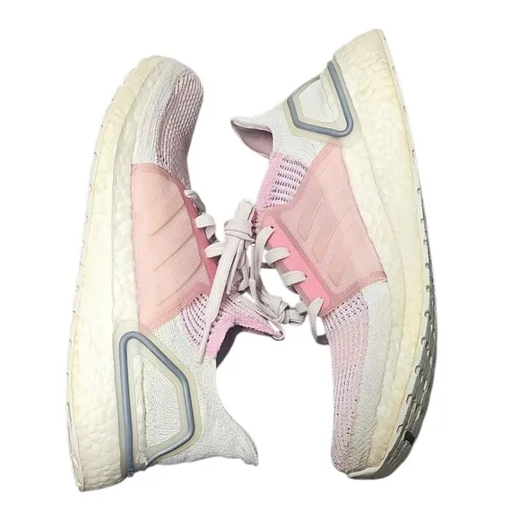 Adidas Ultraboost 19 Running Shoes Cushioned Athletic Pink White Size 8.5