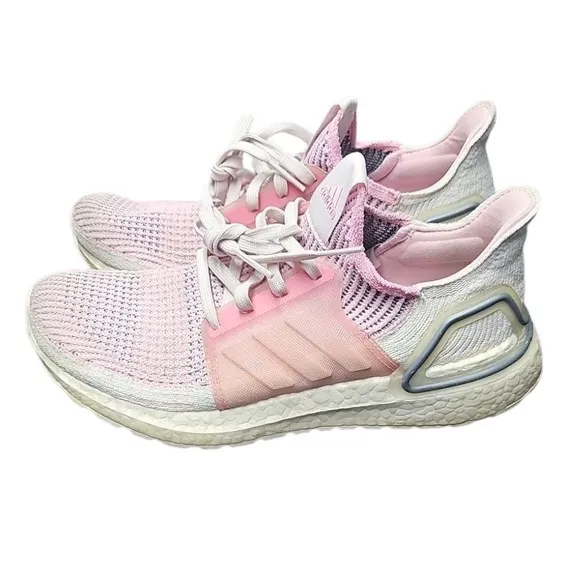 Adidas Ultraboost 19 Running Shoes Cushioned Athletic Pink White Size 8.5