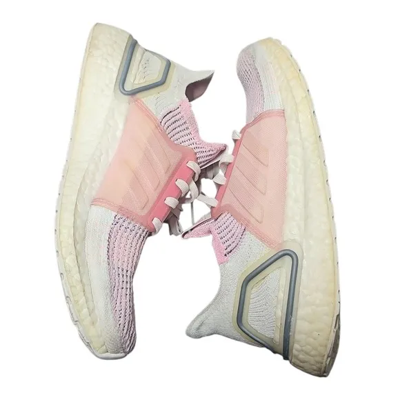 Adidas Ultraboost 19 Running Shoes Cushioned Athletic Pink White Size 8.5