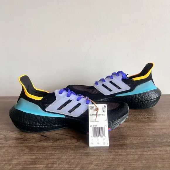 Adidas Ultraboost 21 Black Pulse Aqua Men's / Junior’s Shoe Size 5.5 #288