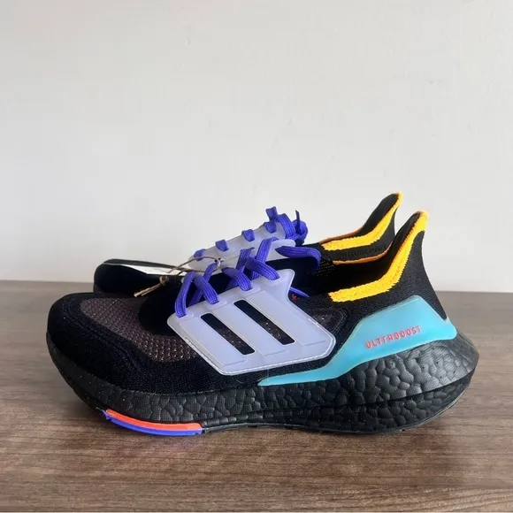 Adidas Ultraboost 21 Black Pulse Aqua Men's / Junior’s Shoe Size 5.5 #288