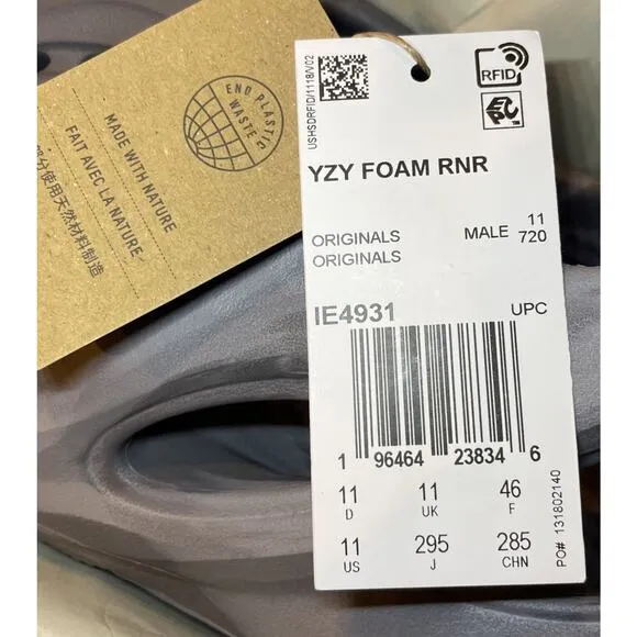 Adidas Yeezy Foam Runner MX Granite YE Grey IE4931 Shoes Mens 11 New In Box