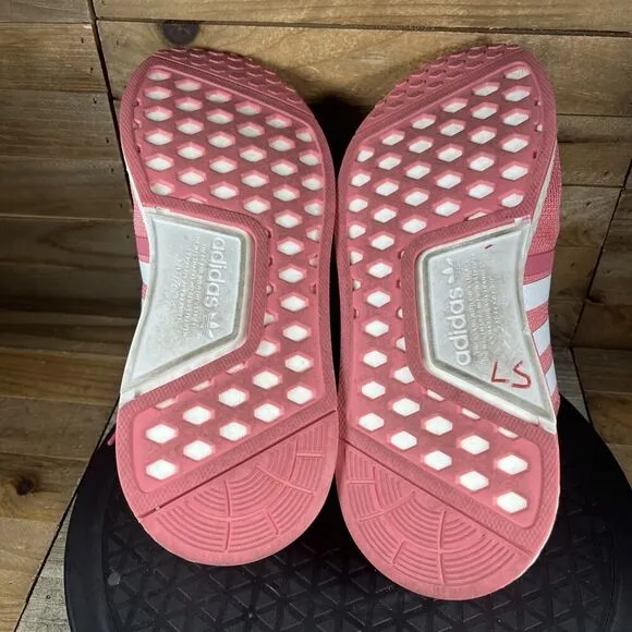 Adidas NMD_R1 Sneakers Pink White FX7073 Women’s Size 6.5 Lace Up Shoes Athletic