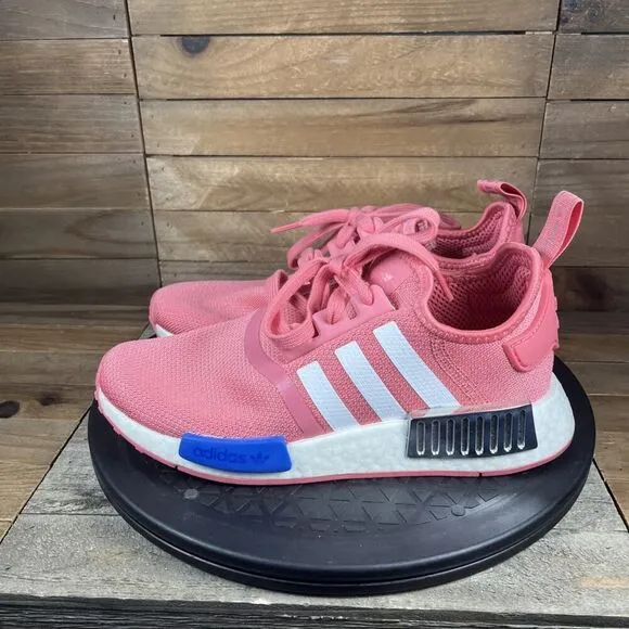 Adidas NMD_R1 Sneakers Pink White FX7073 Women’s Size 6.5 Lace Up Shoes Athletic