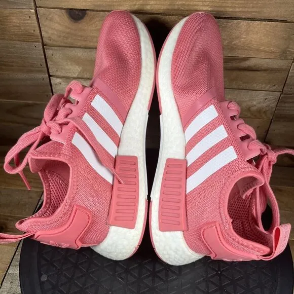 Adidas NMD_R1 Sneakers Pink White FX7073 Women’s Size 6.5 Lace Up Shoes Athletic