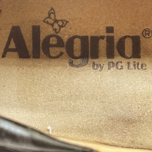 Alegria Alli Black Leather Floral Slide On Slip Resistant Comfort Nurse Clog