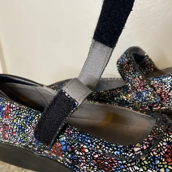 Alegria Belle Cathedral Slim Mary Jane Leather Multi-Colored Velcro Shoe-Sz 37