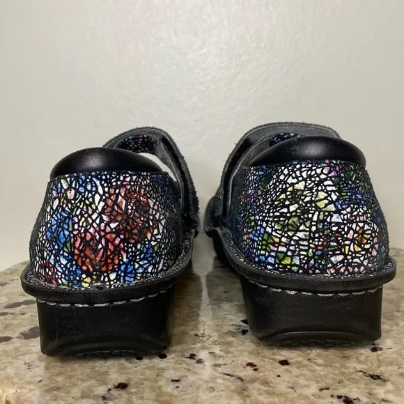 Alegria Belle Cathedral Slim Mary Jane Leather Multi-Colored Velcro Shoe-Sz 37