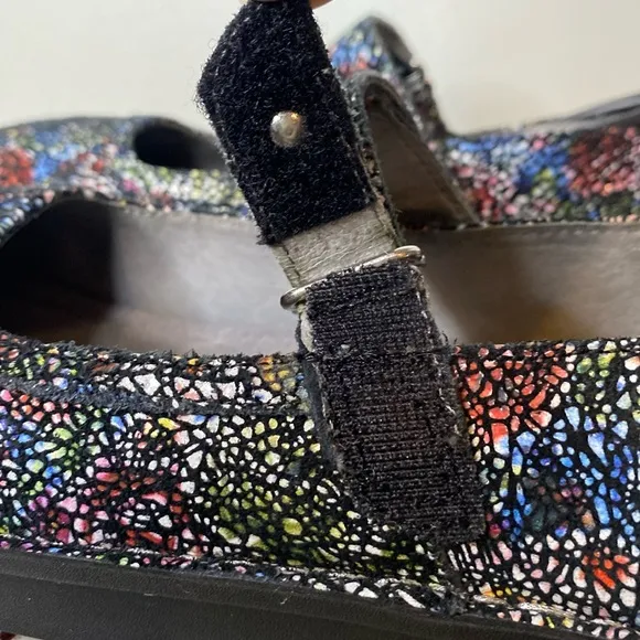 Alegria Belle Cathedral Slim Mary Jane Leather Multi-Colored Velcro Shoe-Sz 37
